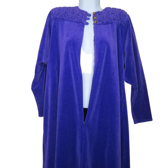 David Brown for I. Magnin & Co. Purple Velour Long Sleeve Caftan Robe Pockets - Picture 7 of 16